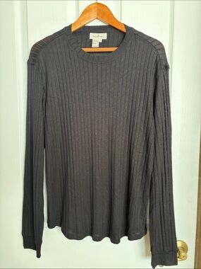 Ermenegildo Zegna Black Ribbed Crewneck Sweater